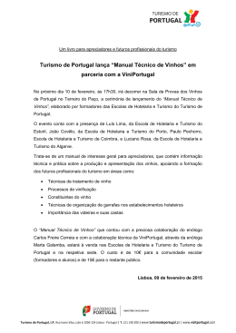 Turismo de Portugal lança “Manual Técnico de Vinhos” em parceria