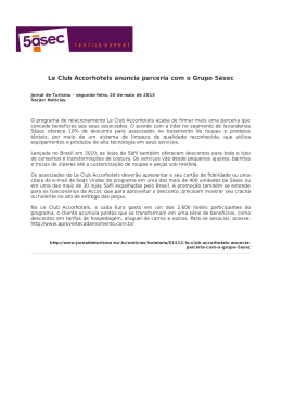 Le Club Accorhotels anuncia parceria com o Grupo 5àsec