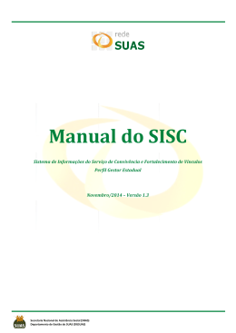 Manual do SISC - MINISTÉRIO DO Desenvolvimento Social e