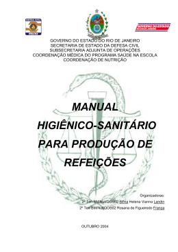 MANUAL HIGIÊNICO-SANITÁRIO PARA PRODUÇÃO DE