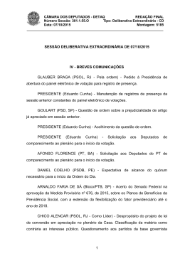 1 SESSÃO DELIBERATIVA EXTRAORDINÁRIA DE 07/10/2015 IV
