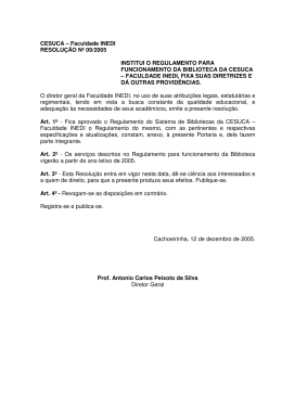 CESUCA – Faculdade INEDI RESOLUÇÃO Nº 09/2005 INSTITUI O