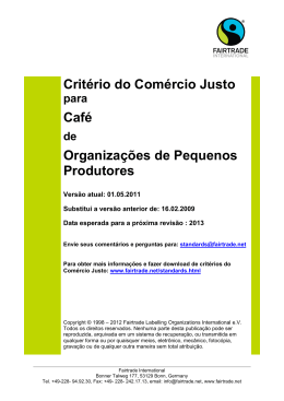 Critério do Comércio Justo Café Organizações de Pequenos