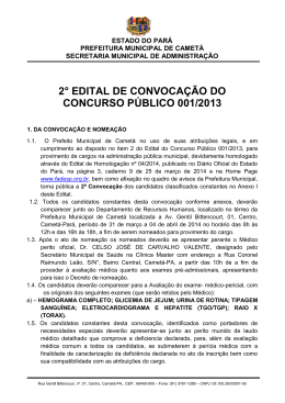 2° edital de convocação do concurso público 001/2013
