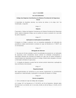 Lei n.º 110/2009 de 16 de Setembro Código dos Regimes