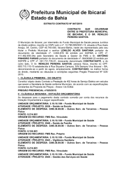 Extrato Contrato nº 847/2015. Contratado: Sr. Renildo Pereira Santos