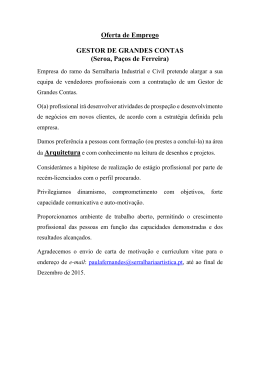 Oferta de Emprego GESTOR DE GRANDES CONTAS (Seroa