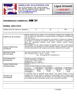 DENOMINAÇAO COMERCIAL: HM 31 NORMA: AWS E 6010