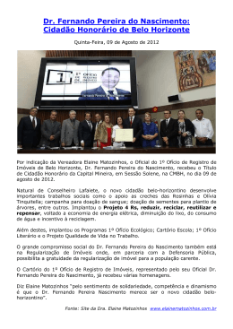 Dr. Fernando Pereira do Nascimento: Cidadão Honorário de Belo