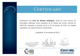 Certificamos que Lívia de Oliveira Rodrigues - DEPT - Cefet-MG