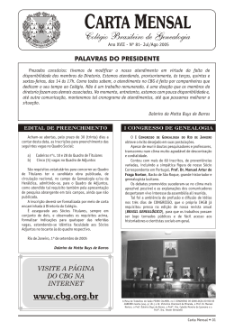 Carta Mensal nº 81 - Colégio Brasileiro de Genealogia