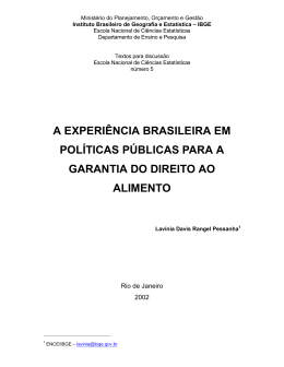 Experiência brasileira em políticas públicas para a
