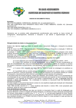 Documento Fiscal - Via Brasil Consultoria em Produtos Perigosos