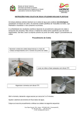 instruções para coleta de água utilizando bolsas plásticas