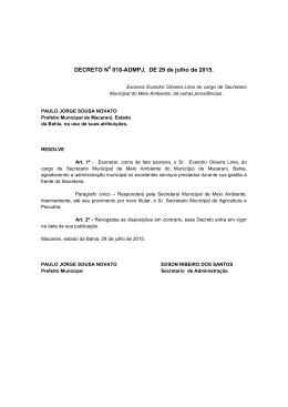 Decreto nº 018-ADMPJ, de 29 de Julho de 2015