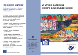 A União Europeia contra a Exclusão Social Inclusion Europe