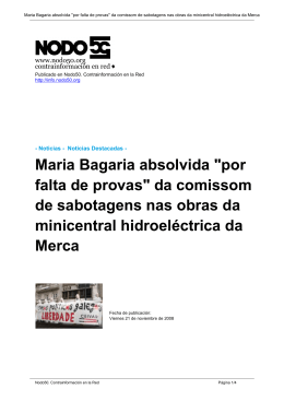 Maria Bagaria absolvida "por falta de provas" da