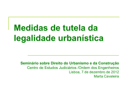 As medidas de tutela da legalidade urbanística