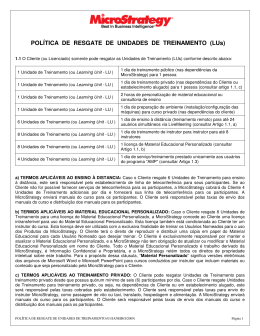 POLÍTICA DE RESGATE DE UNIDADES DE TREINAMENTO (LUs)