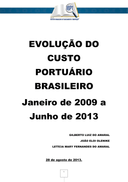 EVOLUÇÃO DO CUSTO PORTUÁRIO BRASILEIRO Janeiro