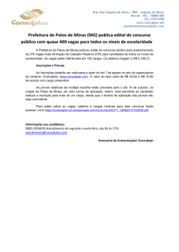 Prefeitura de Patos de Minas (MG) publica edital de