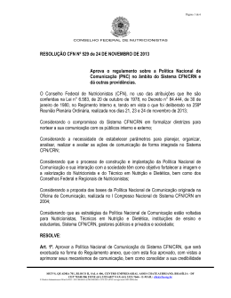 RESOLUÇÃO CFN Nº 529 de 24 DE NOVEMBRO DE 2013 Aprova