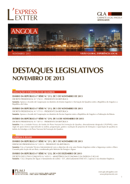 Angola - Destaques Legislativos Novembro de 2013