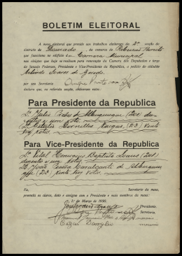 Para Presidente da Republica - Arquivo Público do Estado de São