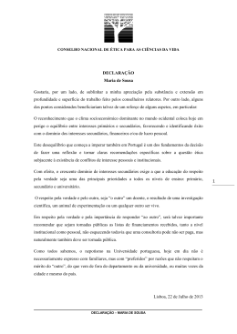 Declaração Conselheira Maria de Sousa