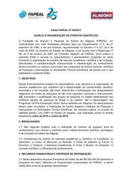 Edital FAPEAL Nº 06/2015 AUXÍLIO À ORGANIZAÇÃO DE