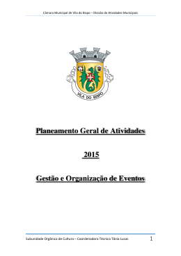 Planeamento Geral de Atividades 2015 Gestão e Organização de