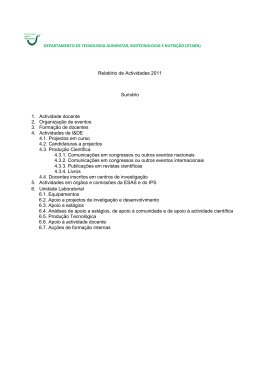 Relatório de Actividades 2011 Sumário 1. Actividade docente 2