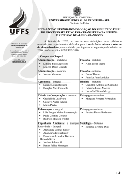 Edital 026/UFFS/2010 – Homologação do Resultado Final do