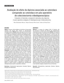 Avaliação do efeito da dipirona associada ao cetorolaco comparado