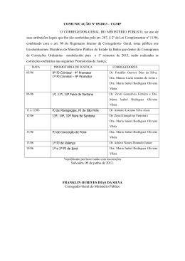 COMUNICAÇÃO Nº 05/2013 - Ministério Público do Estado da Bahia