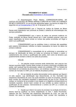 PROVIMENTO N° 54/2001 - Tribunal de Justiça de Minas Gerais