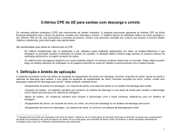 Critérios CPE da UE para sanitas com descarga e urinóis 1