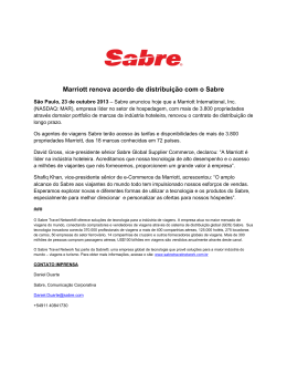Marriott renova acordo de distribuição com o Sabre