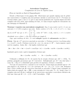 Autovalores Complexos Teorema 1 (matriz com autovalores