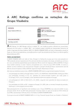 A ARC Ratings confirma as notações do Grupo Visabeira