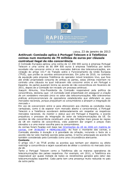 Lisboa, 23 de janeiro de 2013 Antitrust: Comissão aplica à