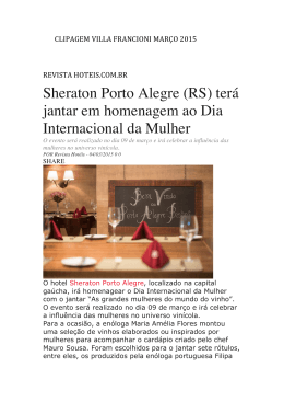 Sheraton Porto Alegre (RS) terá jantar em