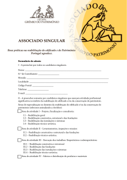 Formulário de adesão I – A preencher por todos os candidatos