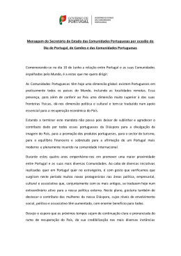 Mensagem do Secretário de Estado das Comunidades Portuguesas