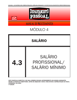 SALÁRIO PROFISSIONAL/ SALÁRIO MÍNIMO