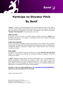 Participe no Elevator Pitch By Banif
