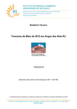 Relatório Técnico Tremores de Maio de 2015 em Angra dos Reis-RJ