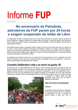 No aniversário da Petrobrás, petroleiros da FUP param por 24 horas