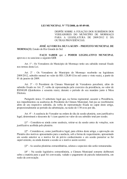 subsídios vereardores - Prefeitura Municipal de Mormaço/RS