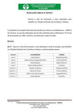 RESOLUÇÃO CMDCA Nº 053/2015 Aprova a lista de funcionário e